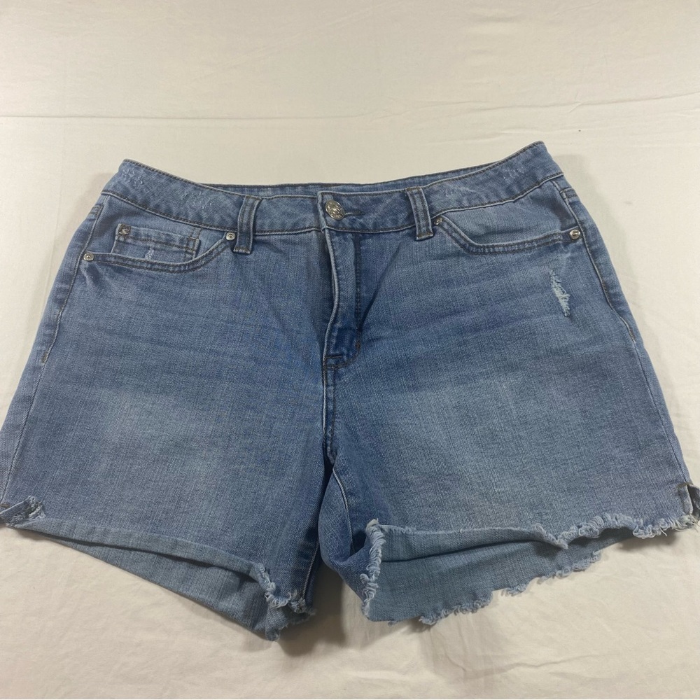 Seven7 Jean High Rise Shorts Size 10 Womanโs Boho Frayed Distressed